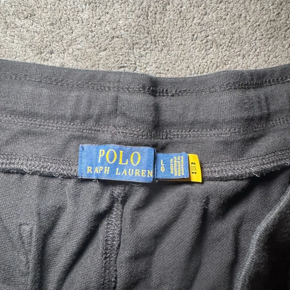 Polo Ralph Lauren Mens Black Big Pony Pique Knit Shorts Size Large Drawstring